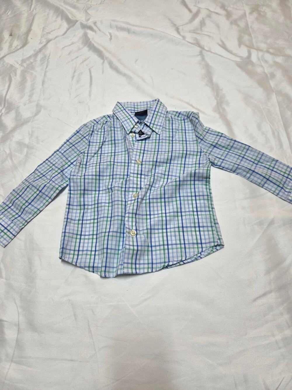 Izod Blue Green White Plaid Button-Up Shirt